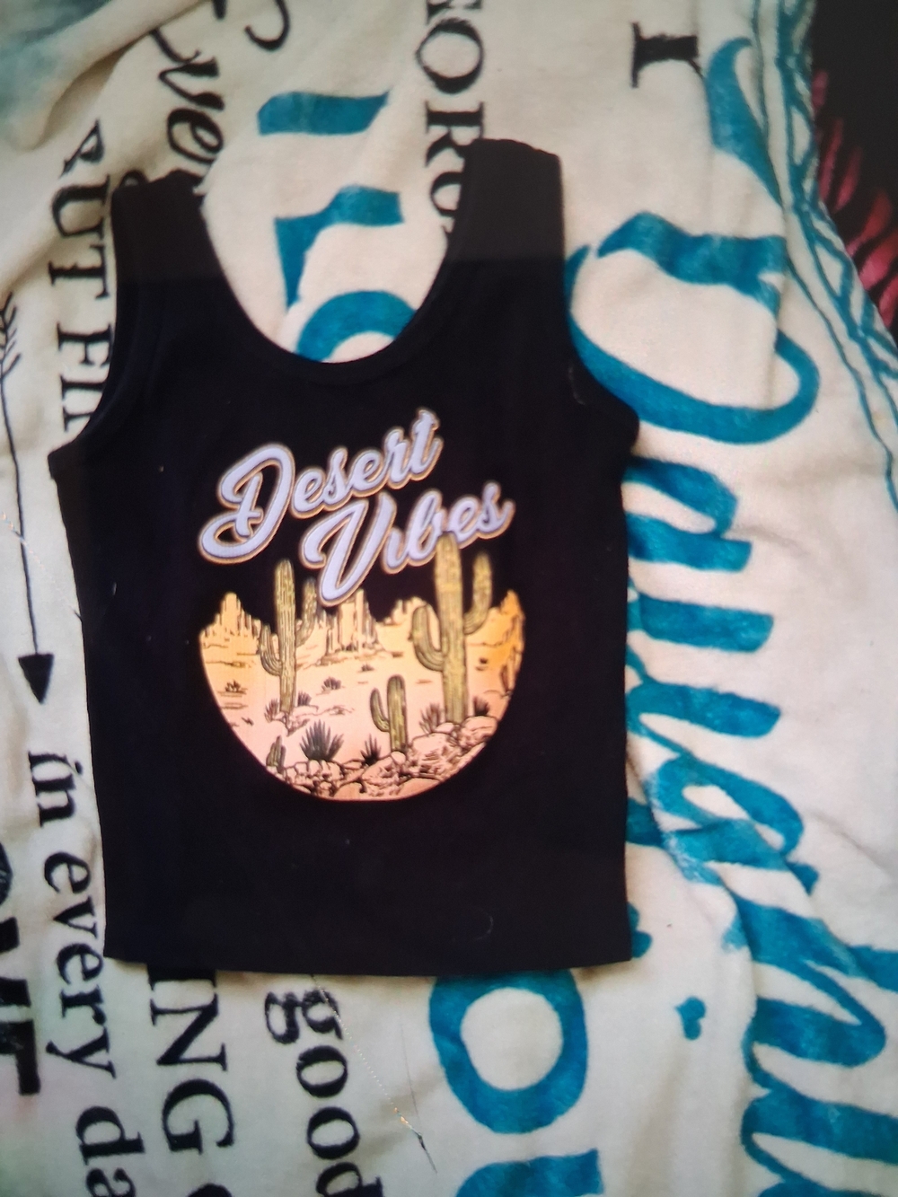 Black 'Desert Vibes' Graphic Tank Top